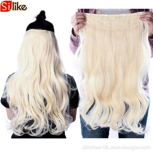 4Clips In Hair Extension Body Wave 24" Hair Extension Clip For Women Synthetic Hair Extensions Brown 613# Ombre Color